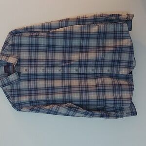 Untuckit Grey and Blue Plaid Casual Button Down Shirt 100% Cotton Size XLarge